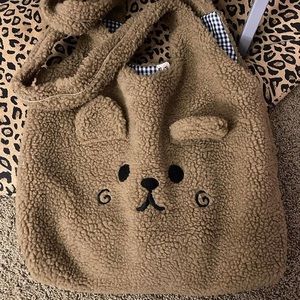 Kawaii brown bear tote bag fuzzy